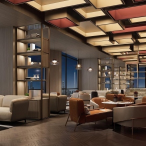 现代咖啡厅餐饮区3D模型下载